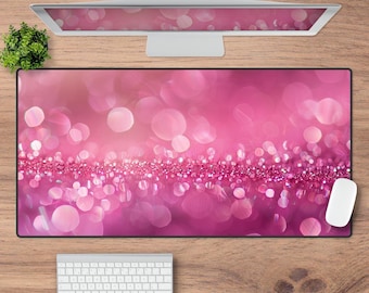 Pink Glitter Desk Mat: Glam Home Office Decor