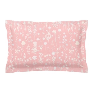 Funda de almohada decorativa de microfibra con diseño de flores silvestres rosas
