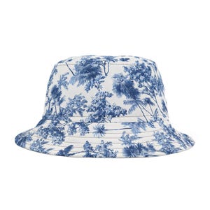Toile Hawaii Trees Bucket Hat, Durable Polyester Bucket Hat, Summer Hat, Summer Bucket Hat