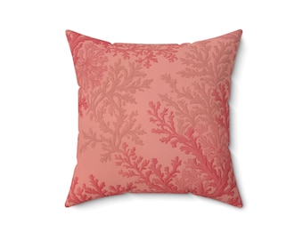 Coral Pattern Pillow: Ocean Inspired Faux Suede Throw Pillow