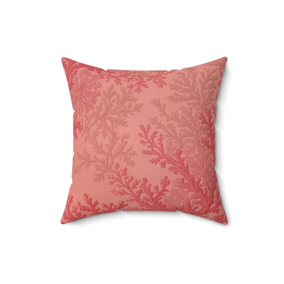Coral Pattern Pillow: Ocean Inspired Faux Suede Throw Pillow