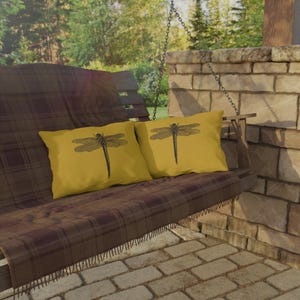 Outdoor Pillow - Dragonfly Yellow, UV and Water Resistant Pillow (No AI) image 11