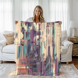 Glitch Blanket - Extra-Soft Fine Quality Double-Sided, Retro Glitch Blanket, Fleece Blanket, Cozy Decor