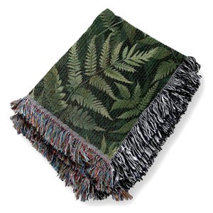 Coperta intrecciata Forest Fern: coperta in 100% cotone con bordi sfrangiati