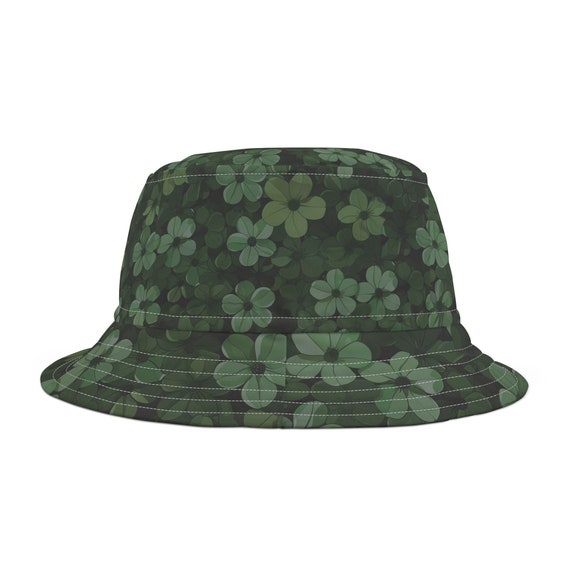 Green Floral Bucket Hat: Polyester Sun Hat, USA Made - Etsy display picture 2