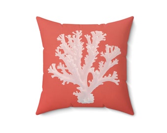 Coral Pillow: Beach House Faux Suede Throw Pillow