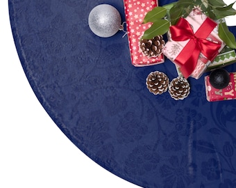Blue Gothic Christmas Tree Skirt: Vintage Inspired Fleece (No AI)