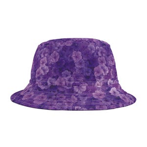 Paarse vissershoed met bloemen: duurzaam polyester, gemaakt in de VS