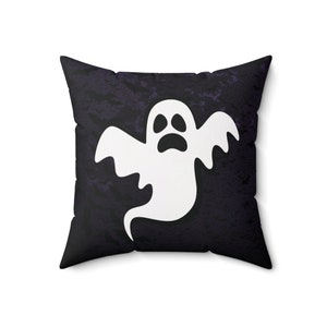 Almohada fantasma espeluznante, linda almohada fantasma, decoración de Halloween, almohada cuadrada de gamuza sintética suave, almohada de Halloween