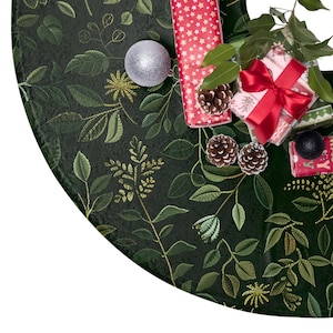 Falda para árbol de Navidad con diseño de bosque verde oscuro, falda para árbol de Navidad con diseño de Forestcore, falda para árbol con diseño de Cottagecore, decoración para árbol de Navidad verde