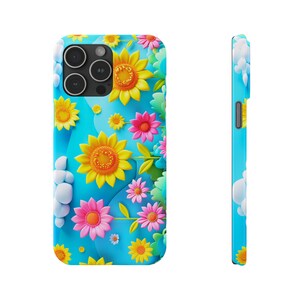 Vibrant Sunflower Ultra-Slim No Rim 3D Illusion iPhone Case - Cheerful Garden Optical Art, Sturdy Protection, Glossy Premium Finish