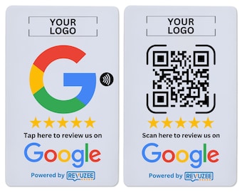 Custom Google NFC & QR Code Tap Card - Made with Your Business Logo - Tap or Scan - Programmable with your Google Review Page Link