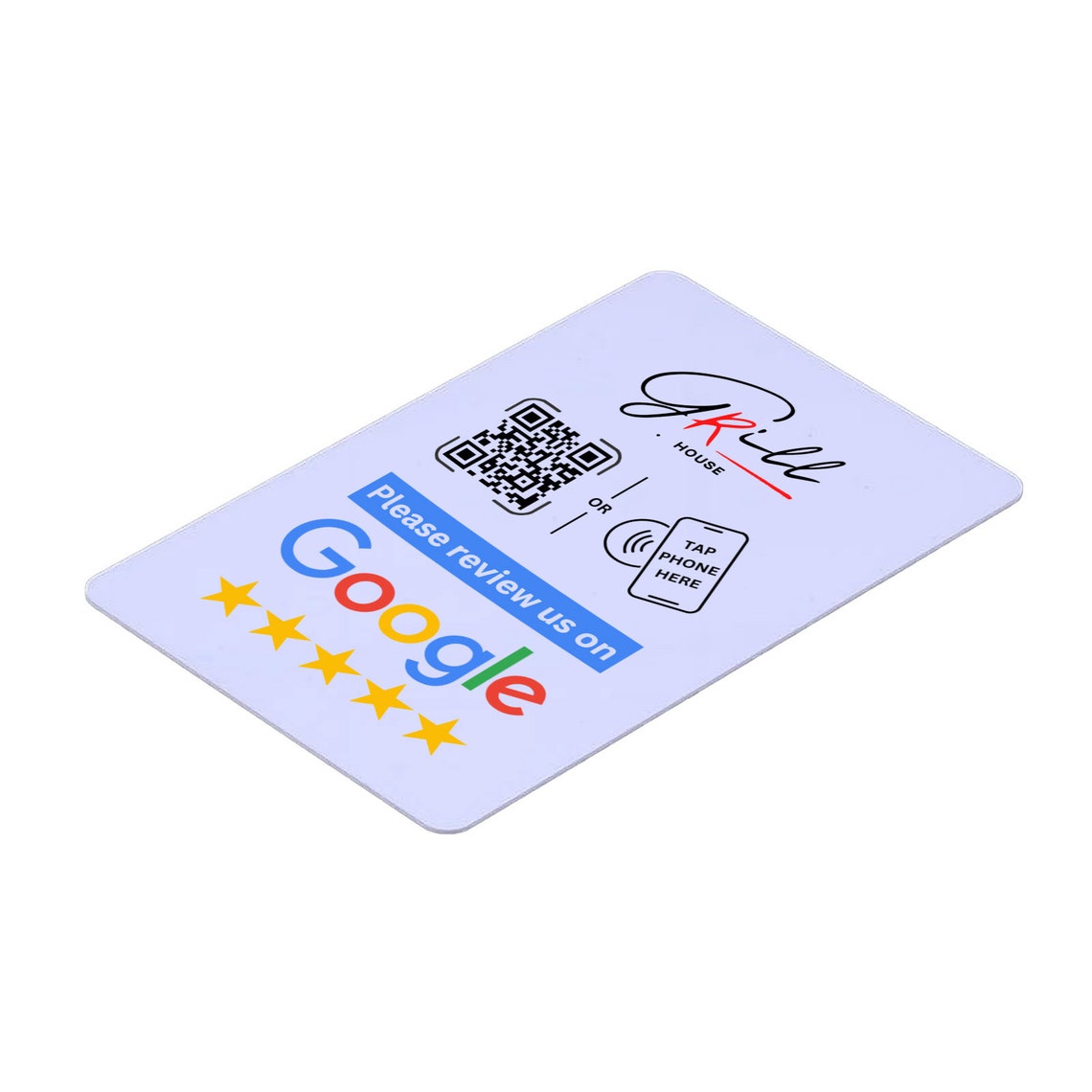 Google Review NFC & QR Code Tap Card Made With Your Business Logo Tap or Scan Pre Programmed