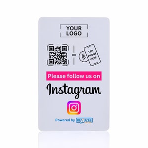 Cartão NFC e QR Code Tap do Instagram - Feito com o logotipo da sua empresa - Toque ou escaneie - Programável com o link da sua página personalizada do Instagram