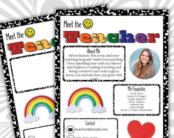 Meet The Teacher | Teacher Template | Flyer Retro 90s Theme | Teacher Resource Letter | Back to School | Classroom Decor | Newsletter