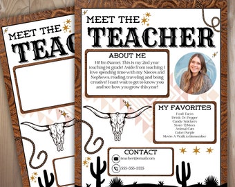 Meet The Teacher | Teacher Template | Flyer Western Theme | Teacher Resource Letter | Back to School | Classroom Decor | Newsletter