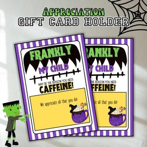 Remerciement de l'enseignant/ Porte-carte cadeau Halloween/ Mot de remerciement/ Étiquette cadeau d'octobre/ Idées cadeaux pour Halloween/ Remerciement des employés/ Personnel scolaire