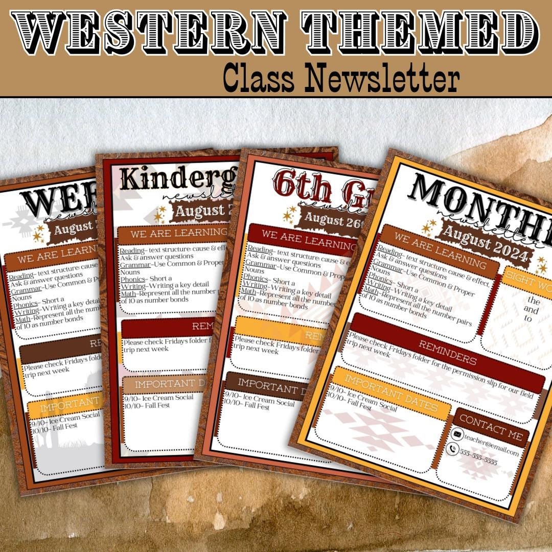 Teacher Newsletter Template | Flyer Western Theme | Teacher Resource Letter | Back to School | Classroom Decor