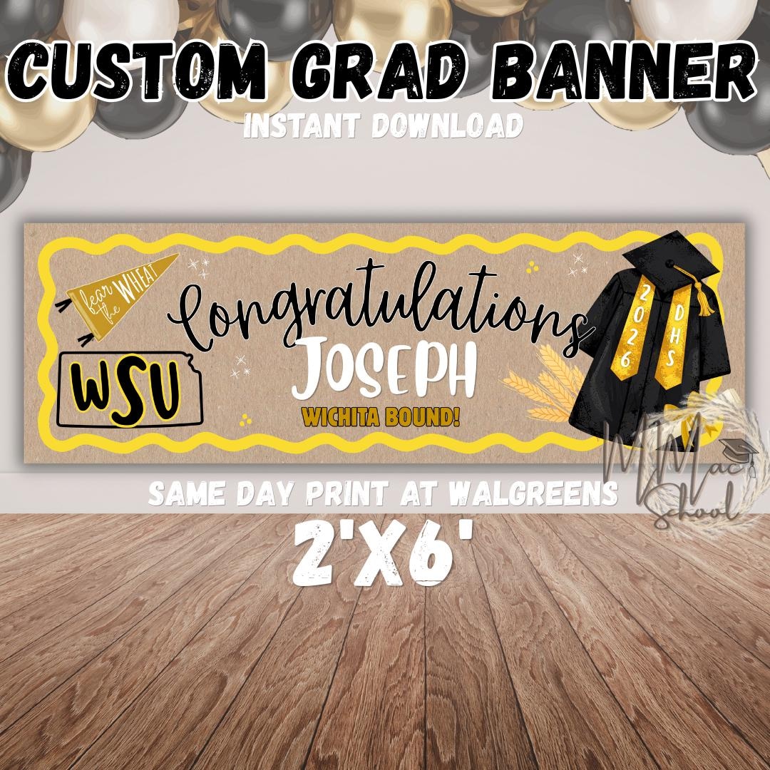 Graduation Custom High School College Banner Instant Download Printable ...