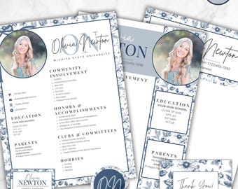 Editable Floral Sorority Resume Template, Canva Design with Photo, Sorority Recruitment Cover Letter, Rush Resume Template, Sorority Packet