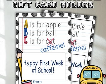 Regalo para el regreso a clases para maestros · Porta tarjetas de regalo de café imprimible · Regalo para el primer día de clases · Etiqueta de regalo para maestros de Starbucks