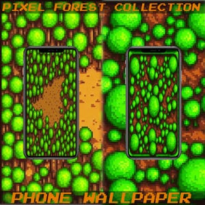 Pixel Wald | Wallpaper für iPhone & Android | Retro 8 Bit Pixel Art | Digitaler Download
