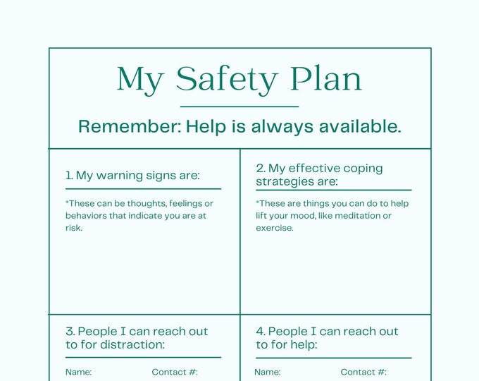 Safety Plan Template Etsy