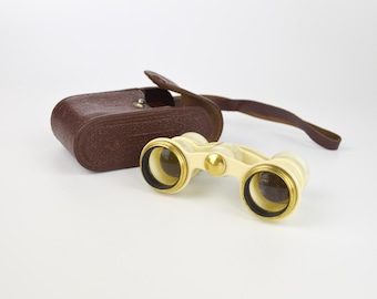 Vintage USSR Opera Glasses 2.5x, Retro Theater Magnification, Sport Glass, White Opera Binoculars