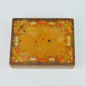 Vintage Kartenbox aus Holz - Retro Spielkartenbox - Vintage Kartenaufbewahrung - Vintage Kartenhalter aus Holz - Vintage Display Card Box Wohnkultur