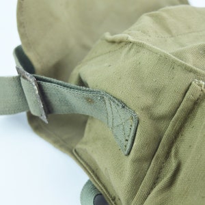 Vintage Canvas Bag for Gas Mask - Vintage Military Bag - Vintage Green Shoulder Bag - Vintage Messenger Bag, Gift for him, Vintage Haversack, Crossbody Bag