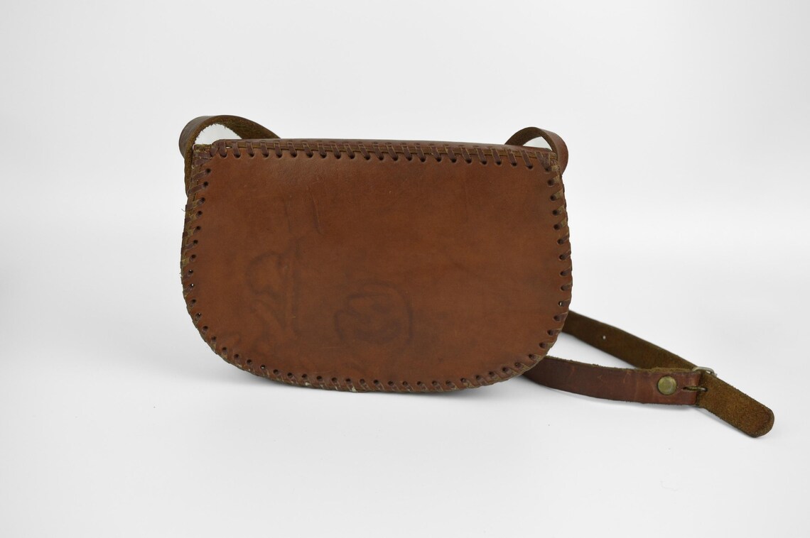 Vintage Leather Crossbody Bag, Retro Dark Brown Shoulder Bag, Handbag, foto 3 di 5