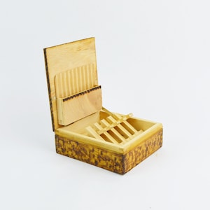 Portasigarette retrò, scatola per sigarette vintage, vecchia scatola per sigarette, scatola per sigarette in legno, scatola quadrata, porta tabacco, arredamento per la casa