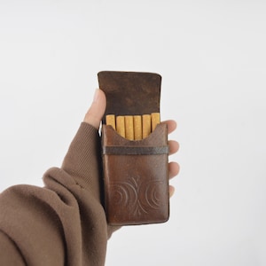 Tabacchiera in pelle vintage per sigarette - Porta sigarette vintage - Scatola per sigarette vintage - Regalo per papà - Regalo per adulti Porta sigarette retrò