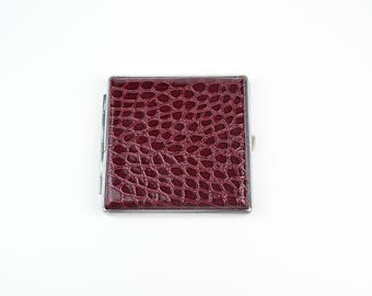 Vintage Red Cigarette Case, Elegant and Ornate Tobacco Case, Portable Metal Pocket Case, Tobacciana, Rustic Decor