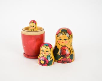 ヴィンテージ ソビエト マトリョーシカ 木製 ロシア 置物