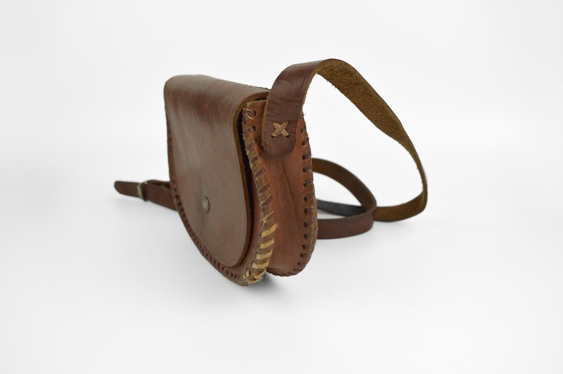 Vintage Leather Crossbody Bag, Retro Dark Brown Shoulder Bag, Handbag, foto 2 di 5