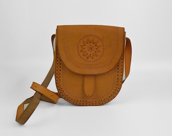 Vintage Leather Crossbody Bag, Retro Brown Shoulder Bag