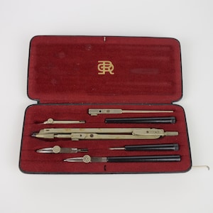 Set da architetto vintage, Richter and Co PIIa, bussola matematica, set architettonico