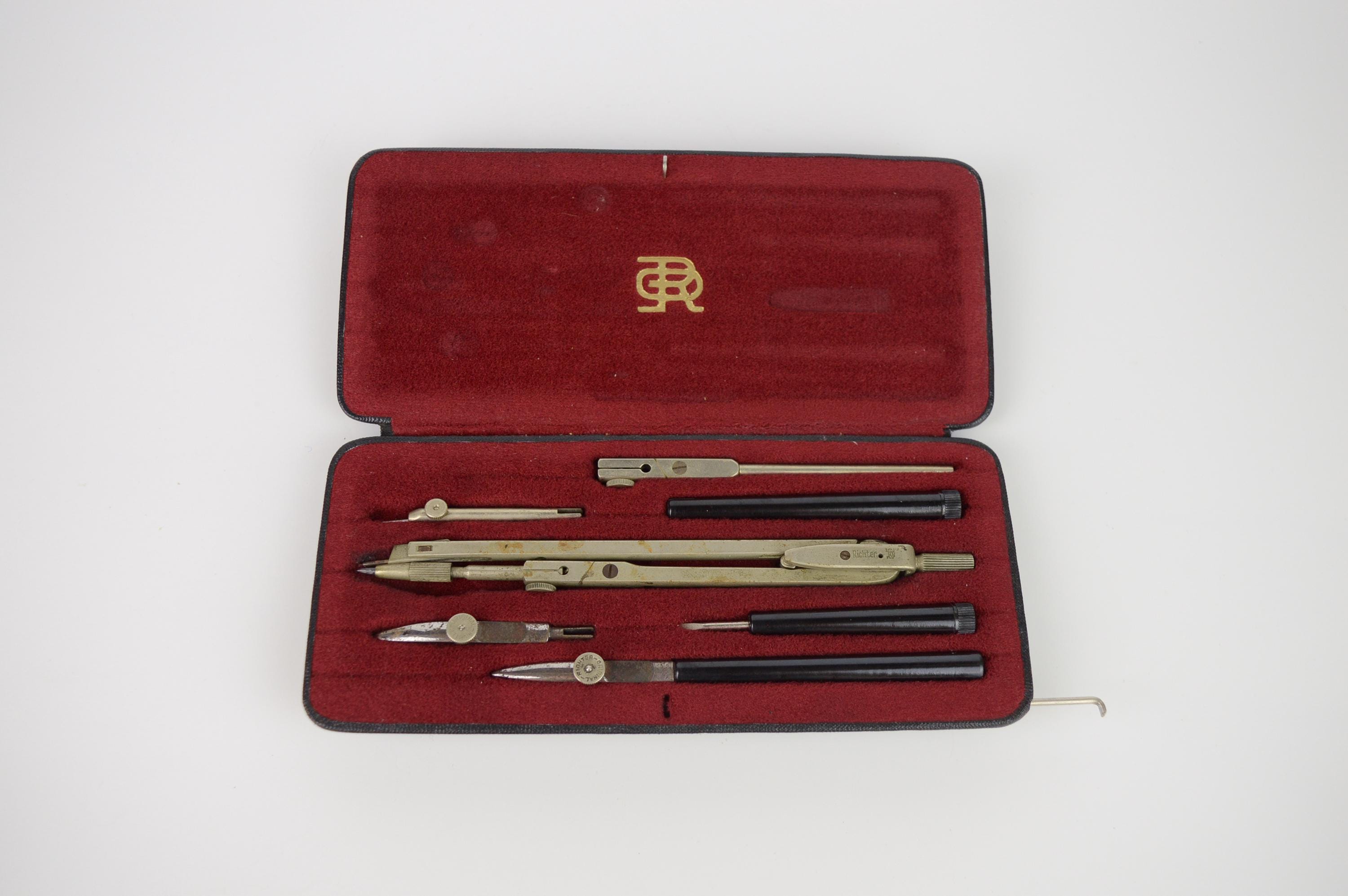 Kern Swiss 製図コンパス Vintage Kern Aarau Swiss Math & Engineer's 10-piece Drafting
