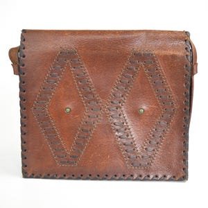 Vintage Shoulder Leather Bag - Vintage Shoulder Bag - Brown Leather Bag - Rustic Leather Bag, Bag with Leather Straps - Gift for her