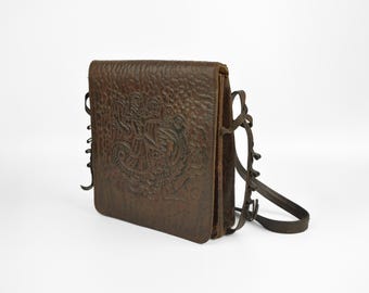Vintage Leather Crossbody Bag, Retro Dark Brown Shoulder Bag, Handbag