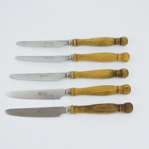 Vintage Set of Fruit Knives - Cutlery 5 Piece Knives Set - Vintage Fruit Knives - Vintage Cutlery Knives - Knives with Wooden Handles