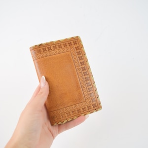 portefeuille en cuir vintage, portefeuille pour documents personnels vintage, petit portefeuille en cuir de poche, portefeuille en cuir marron véritable, portefeuille pliant