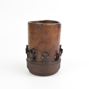 Vintage Dice Shaker Cup, Brown Leather Dice Shaker, Dice Table Game, Ornamented Dice Cup, Poker Game, Original Gift, Home Decor
