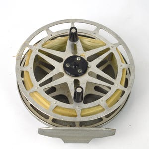 Vintage Metal Fishing Reel, Made in the 1960s, Retro Fishing Spool, Line, Home decor