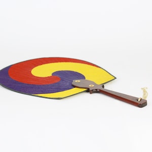 Leque de mão vintage, leque fixo oriental moderno, leque de pá redonda de madeira, leque de mão feminino elegante de três cores, decoração de casa Art Déco, presente para ela