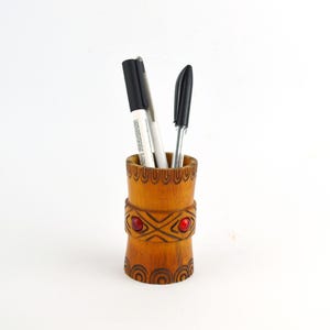 Vintage Wooden Pen Holder, Retro Pencil Organizer, Vintage Office Storage, Decor