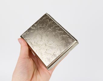 Vintage Cigarette Case, Elegant and Ornate Tobacco Case, Portable Metal Pocket Box, Tobacciana