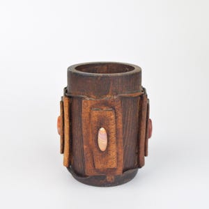 Vintage Wooden Pen Holder, Dice Shaker Cup, Dice Table Game, Dice Cup, Ornamented Cup for Desk, Folk Rustic Pen Cup Original Home Decor