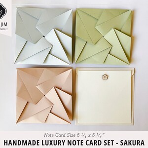 Juego de sobres y envoltorios de origami para tarjetas de notas de lujo hechos a mano - Sakura / Papelería personal / Correo plano / Correo postal